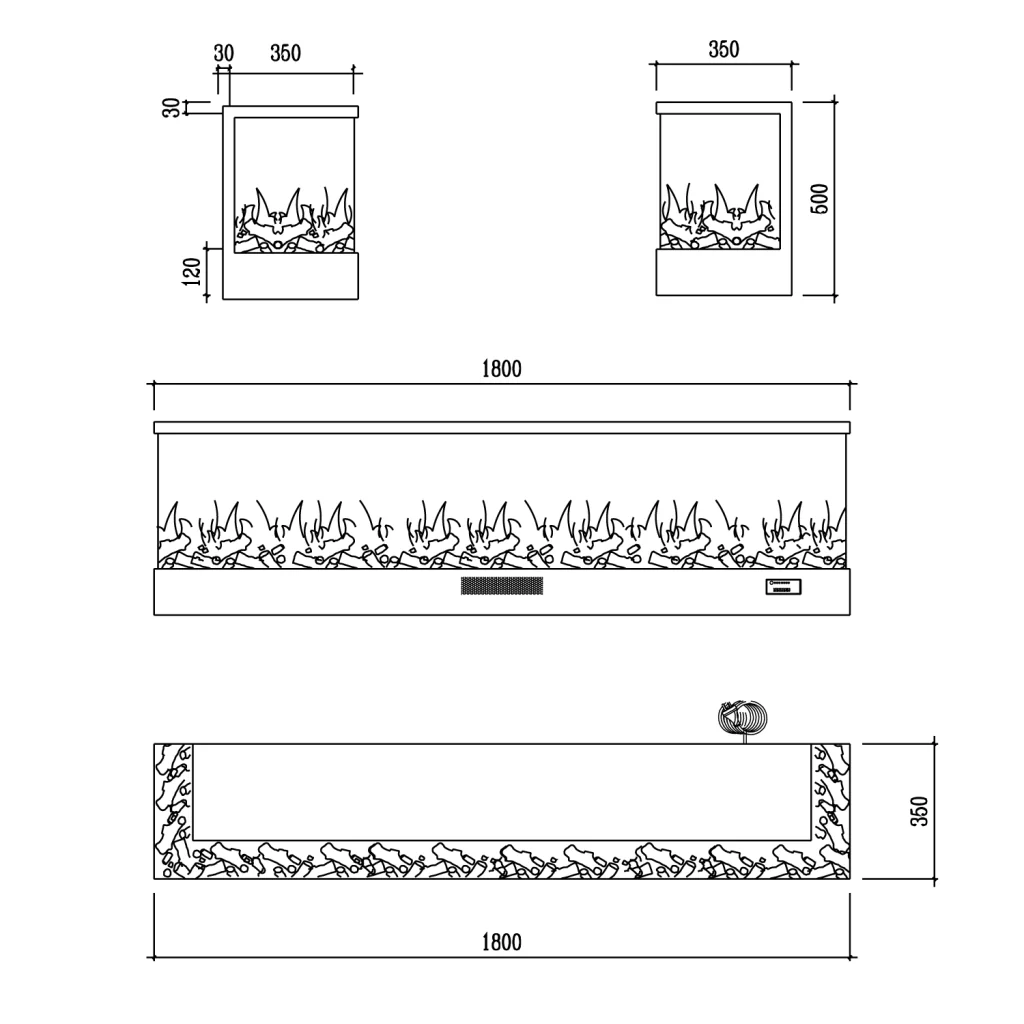 Sined Caminetto Adige Caminetto Elettrico Da Incasso e Appoggio Da 180 Cm Con Potenza 1500w Nero Camino Da Interno Effetto Fiamma 6 Intensita Telecomando Struttura a Pannelli Laminati a Freddo - Image 9