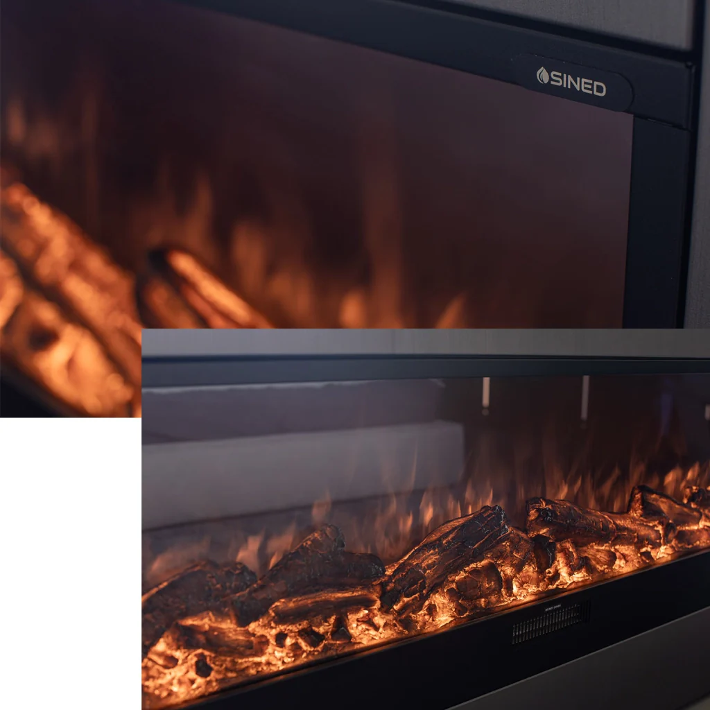 Sined Caminetto Amiata Caminetto Elettrico Da Incasso e Appoggio Da 180 Cm Con Potenza 1500w Nero Camino Da Interno Effetto Fiamma 6 Intensita Telecomando Struttura a Pannelli Laminati a Freddo - Image 6