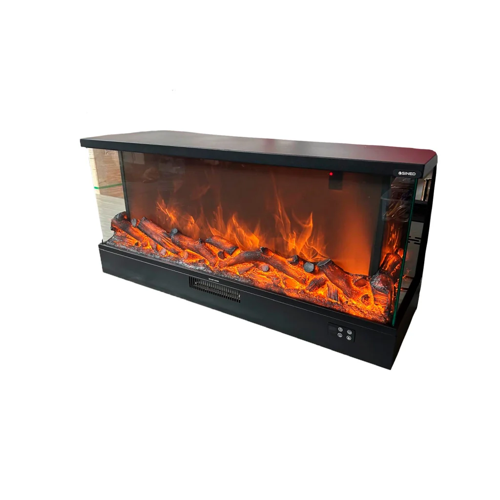 Sined Caminetto Isarco Caminetto Elettrico a Tre Facce Con Led Da 180 Cm Con Potenza 1500w Nero Camino Da Interno Effetto Fiamma 6 Intensita Telecomando Struttura a Pannelli Laminati a Freddo - Image 4