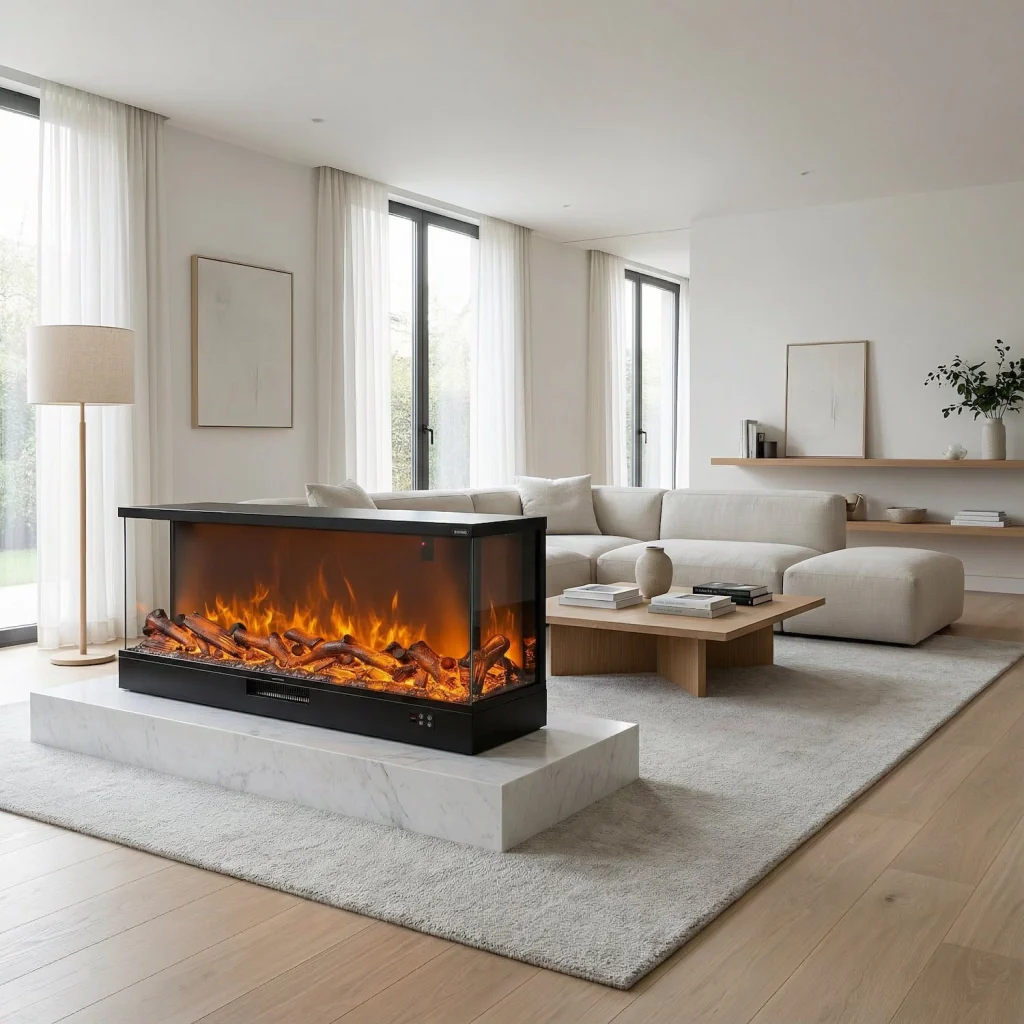 Sined Caminetto Isarco Caminetto Elettrico a Tre Facce Con Led Da 180 Cm Con Potenza 1500w Nero Camino Da Interno Effetto Fiamma 6 Intensita Telecomando Struttura a Pannelli Laminati a Freddo - Image 5