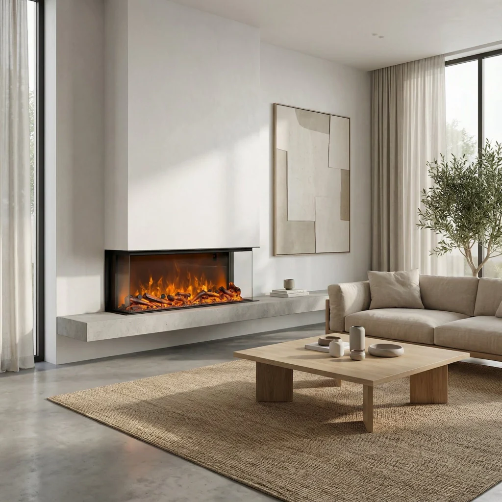 Sined Caminetto Isarco Caminetto Elettrico a Tre Facce Con Led Da 180 Cm Con Potenza 1500w Nero Camino Da Interno Effetto Fiamma 6 Intensita Telecomando Struttura a Pannelli Laminati a Freddo - Image 7