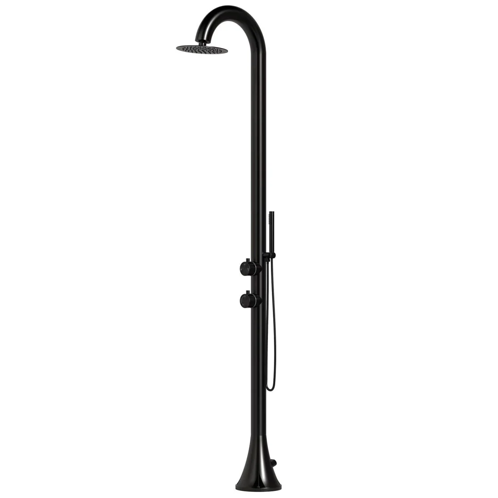 SINED Doccia Luna D Nera In Acciaio Inox 316l Con Doccino Flessibile Con Doppio Ingressi Per Acqua Calda e Fredda laterale o dal basso Due modalita Ideale Per Installazioni Esterne - Image 2