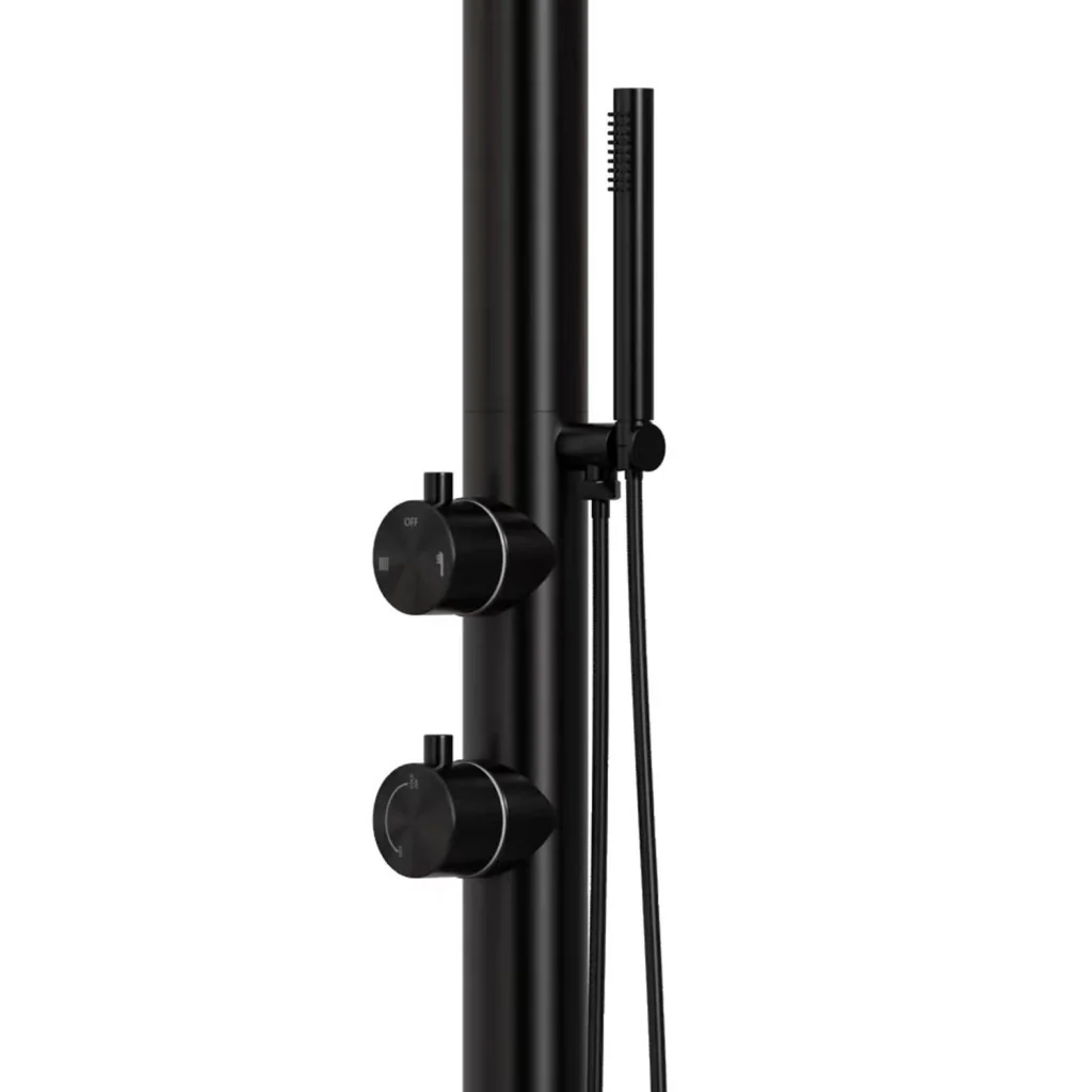 SINED Doccia Luna D Nera In Acciaio Inox 316l Con Doccino Flessibile Con Doppio Ingressi Per Acqua Calda e Fredda laterale o dal basso Due modalita Ideale Per Installazioni Esterne - Image 3