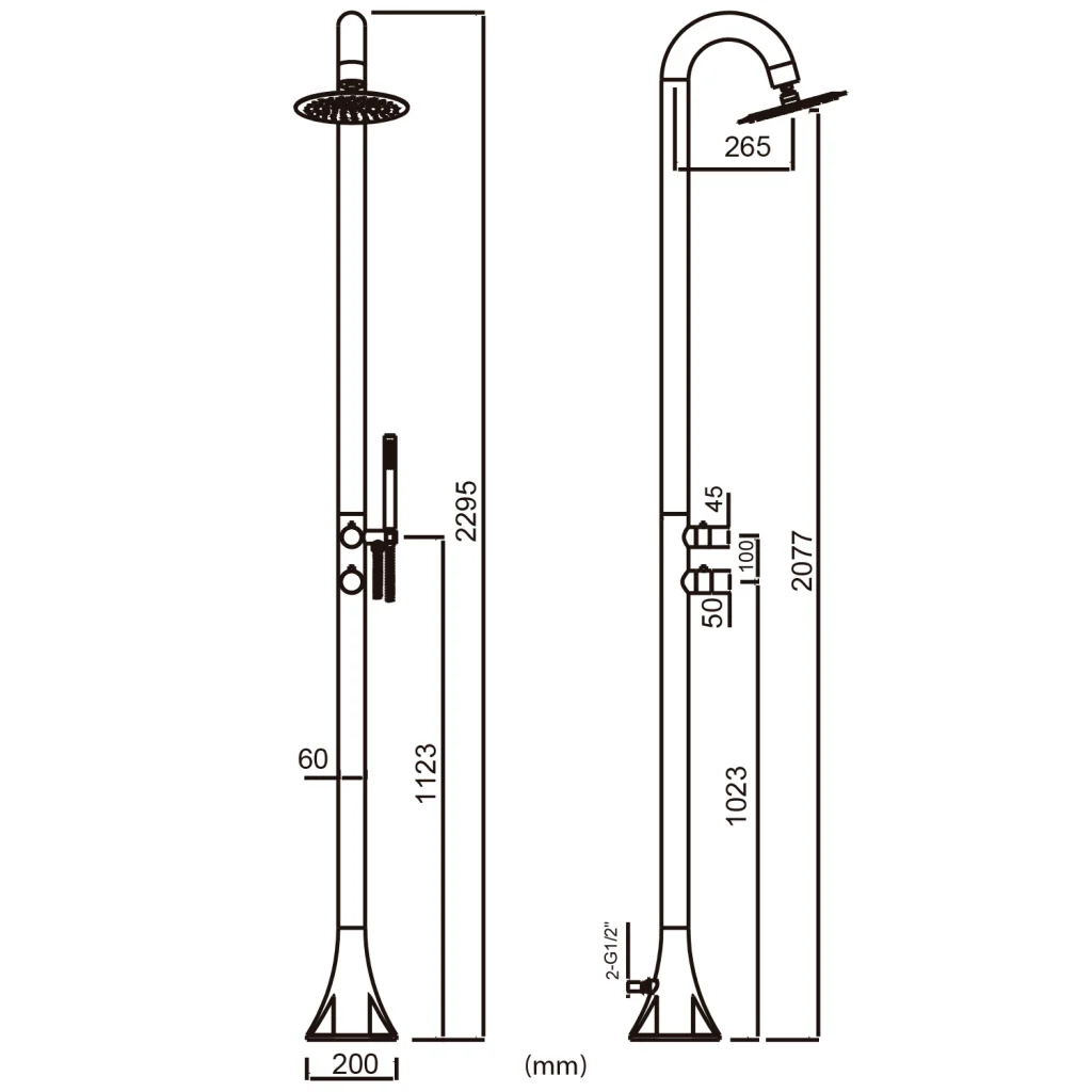 SINED Doccia Luna D Nera In Acciaio Inox 316l Con Doccino Flessibile Con Doppio Ingressi Per Acqua Calda e Fredda laterale o dal basso Due modalita Ideale Per Installazioni Esterne - Image 6
