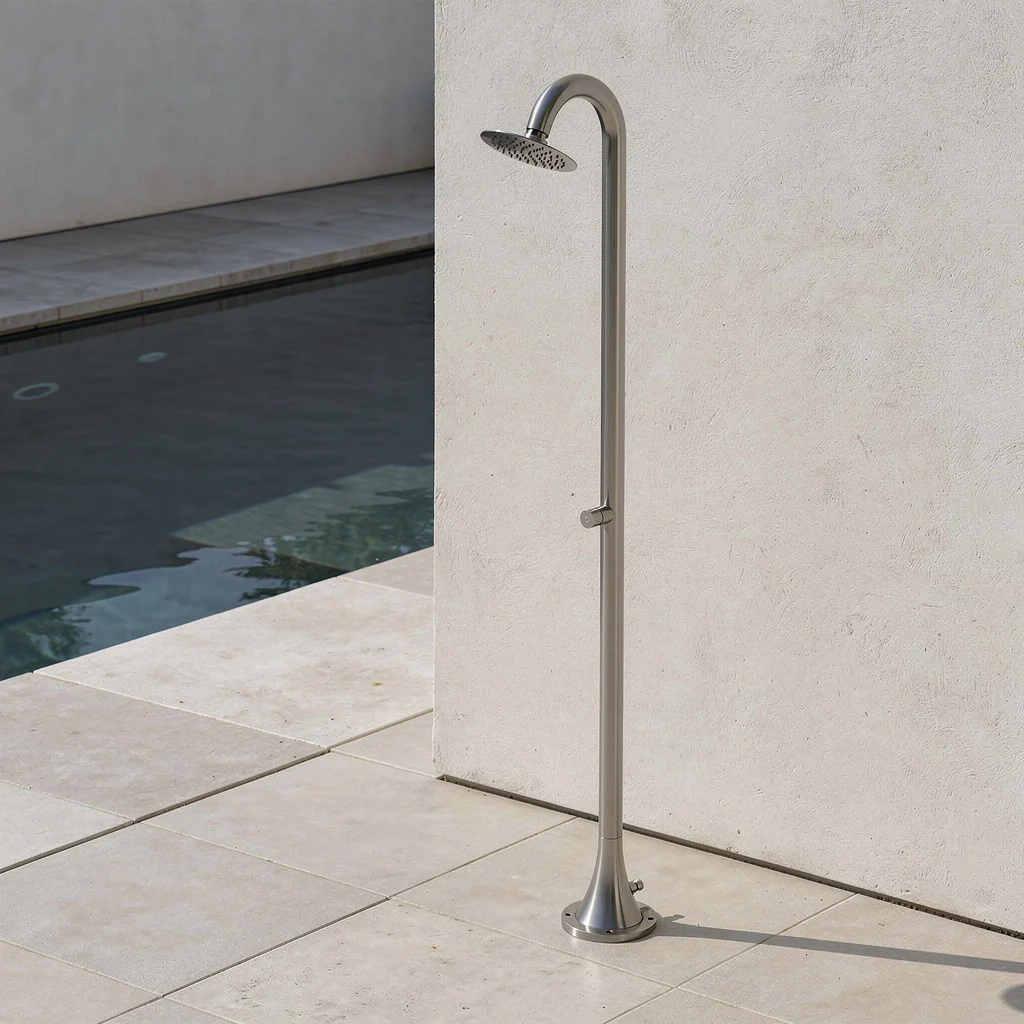 Sined Doccia Inox Luna Tmp Inox Doccia In Acciaio Inox Doppio Attacco Acqua Fredda Laterale o Inferiore Doccia Acqua Fredda Temporizzata Con Soffione e Miscelatore Tondo Inox - Image 6