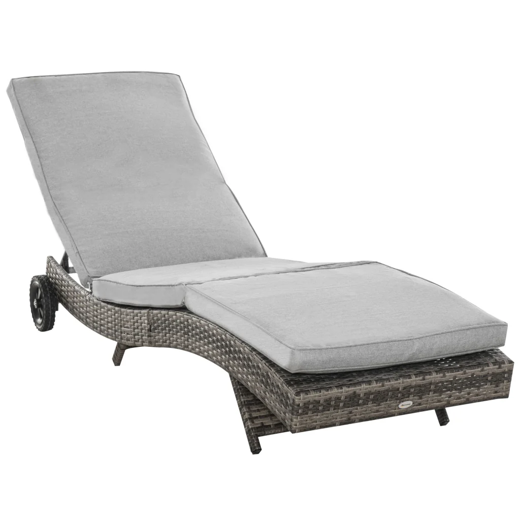 Slettin in rattan poliuretanico regolabile a 5 livelli telaio in metallo grigio 207x70x70cm