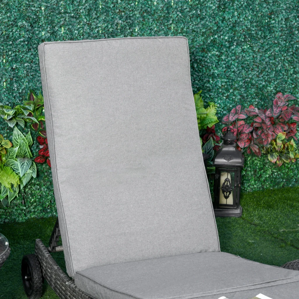 Slettin in rattan poliuretanico regolabile a 5 livelli telaio in metallo grigio 207x70x70cm - Image 9