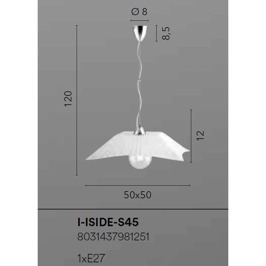 SOSPENSIONE ISIDE DIAMANTATO 1XE27 50X50X120CM. - Image 2