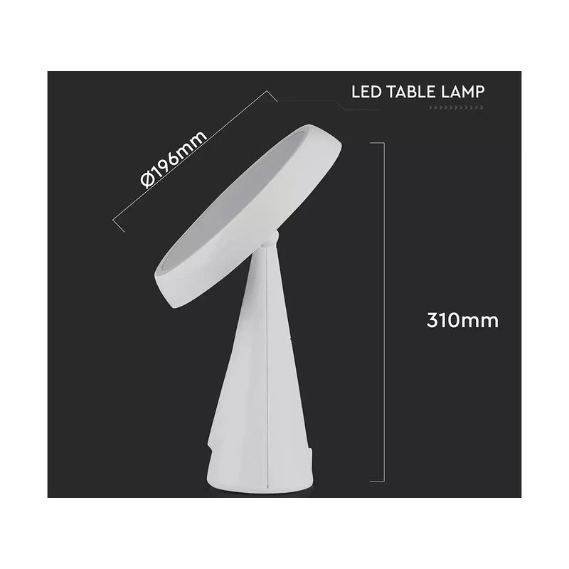 Specchio Cosmetico da Trucco Illuminato Rotondo Con Doppia Luce Led 5W Dimmerabile Ricaricabile Ruotabile 360° SKU-8670 - Image 3