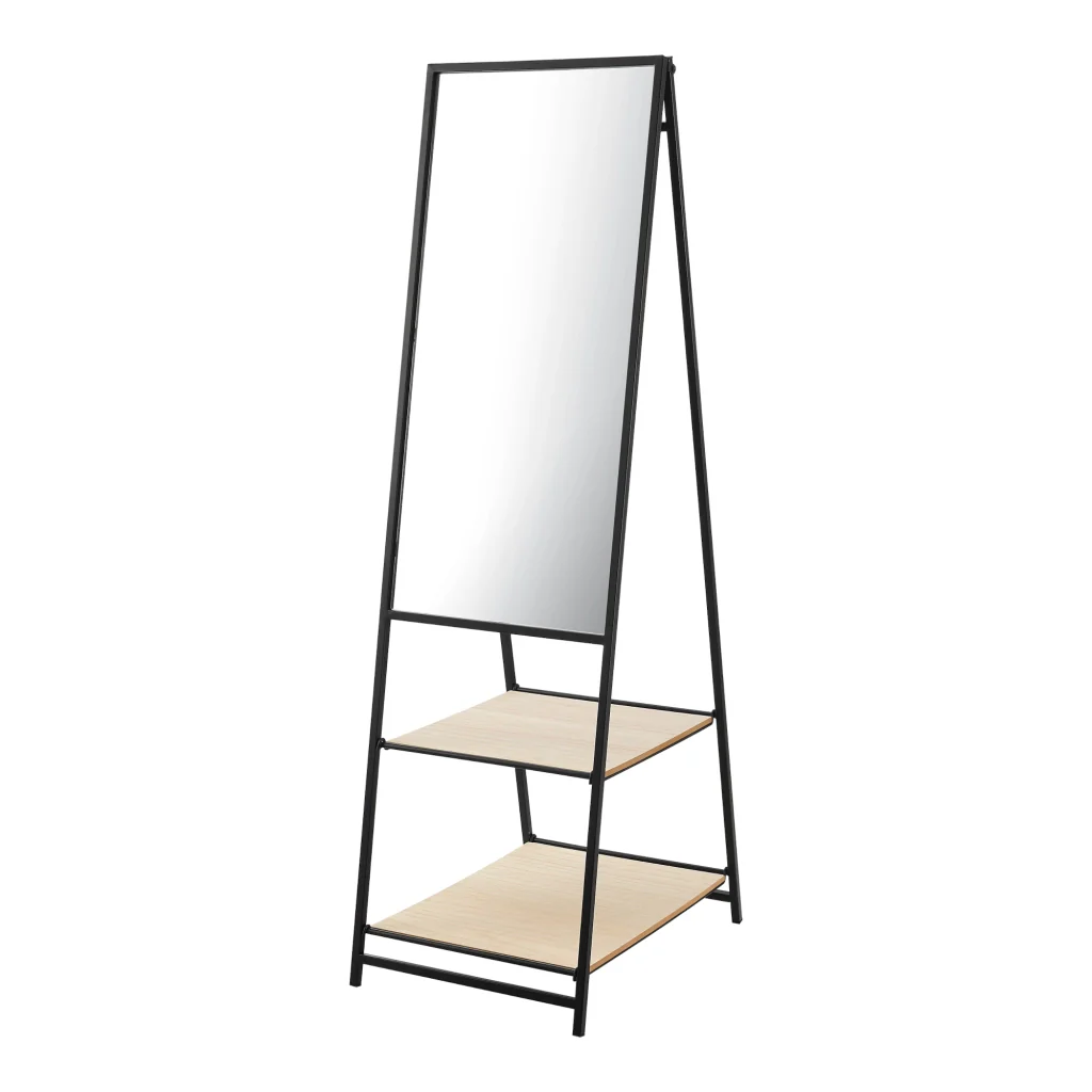 Specchio da Terra Chamois a Figura Intera con 2 Ripiani - Nero [en.casa] - Image 2