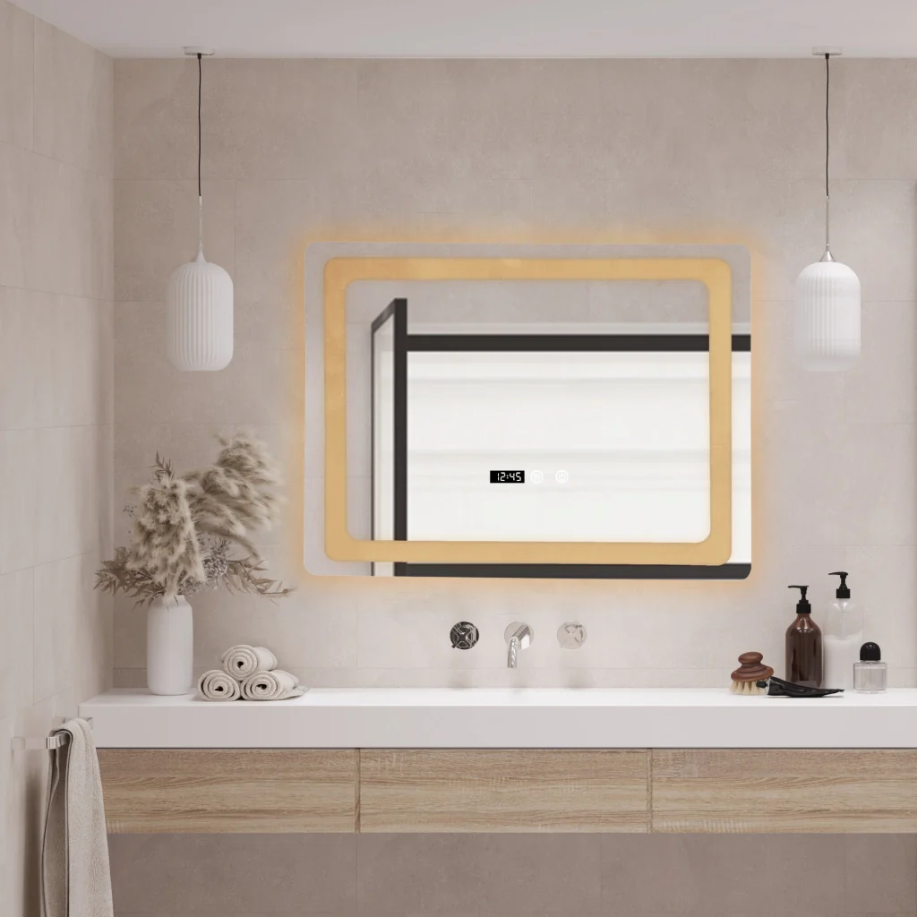 Specchio LED da Parete Casoli Multifunzionale 60 x 90 cm Cornice Argentata pro.tec - Image 3