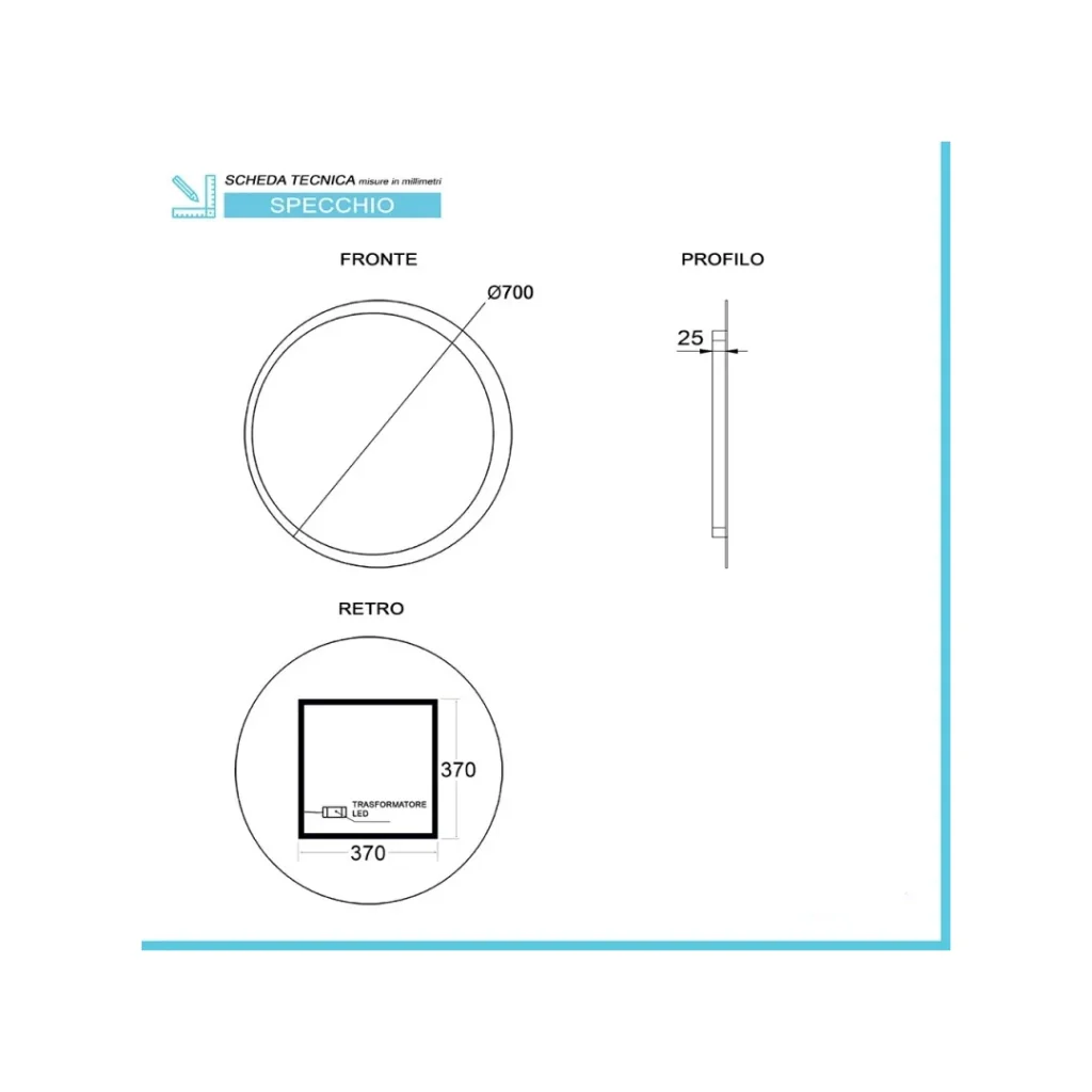 SPECCHIO ORIONE LED D.70CM 20W 4000K IP44 - Image 3