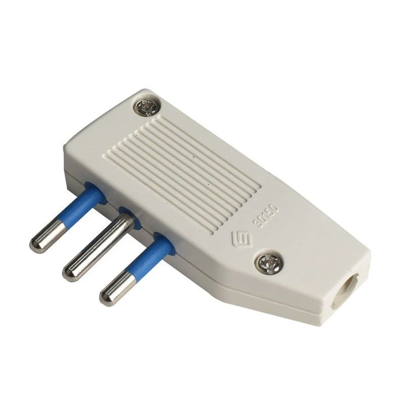 Spina Elettrica Piatta Salvaspazio Laterale 2P+T 10A 250V Max 1500W Uscita Cavo 90 Gradi Bianco - Image 3