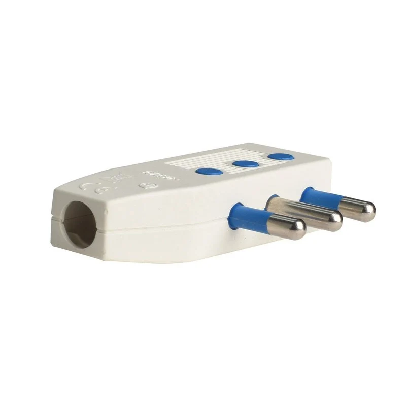 Spina Elettrica Piatta Salvaspazio Laterale 2P+T 16A 250V Max 1500W Uscita Cavo 90 Gradi Bianco - Image 3
