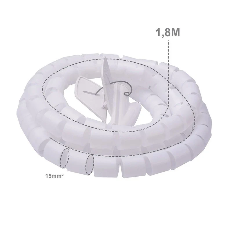 Spirale Avvolgi Cavo Flessibile Guaina Raccogli Organizzer Cavi Fermaglio Guidafilo Incluso 1,8M D15mm Bianco - Image 2