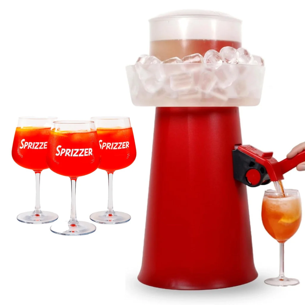 SPRIZZER Kit Aperitivo in Plastica Rosso con 3 Bicchieri - Set Completo per Aperitivi Freschi e Frizzanti Design Italiano Codice SPRIZZER-ROSSO-3-BICCHIERI - Image 2