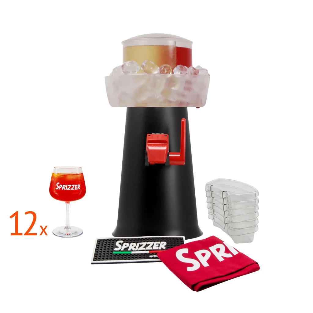 SPRIZZER Kit completo Sprizzer Nero con 12 bicchieri sacca rossa resistente 6 vaschette Aperibox durevoli e tappetino antiscivolo Il set completo di Sprizzer - Image 2