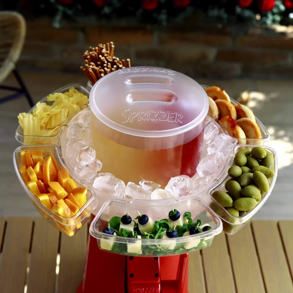SPRIZZER Kit Completo Sprizzer Rosso in Plastica con Macchina Sprizzer 12 Bicchieri Sacca 6 Vaschette Aperibox e Tappetino – Set Aperitivo Pratico e Funzionale SPRIZZER-ROSSO-KIT-COMPLETO - Image 6