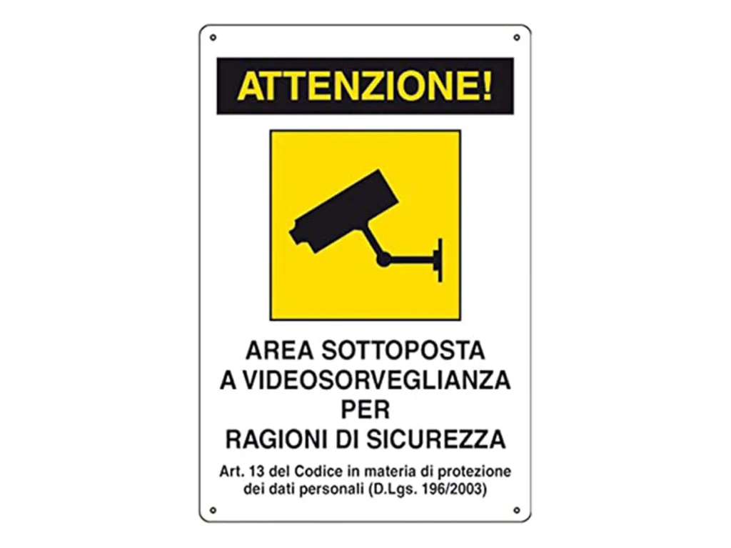 Stamplast Cartello 30x20cm Videosorveglianza con Rilevamento 4h Alluminio - Image 2