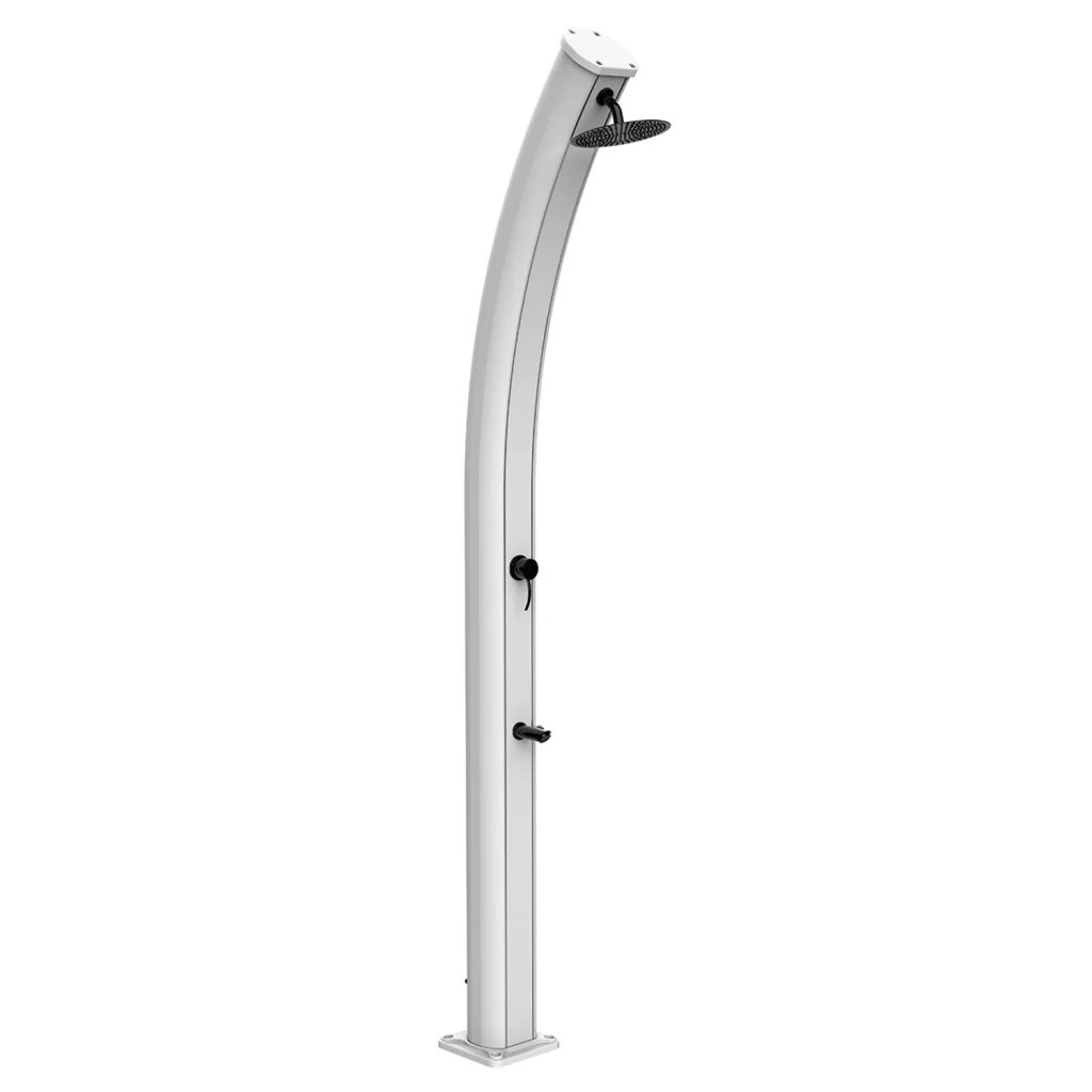 Starmatrix Doccia solare per esterno in Alluminio BIANCO RAL9003 serbatoio 35 L soffione tondo 20 cm miscelatore rubinetto lavapiedi altezza 226 cm SS0955C-WHITE SS0955 - Image 2