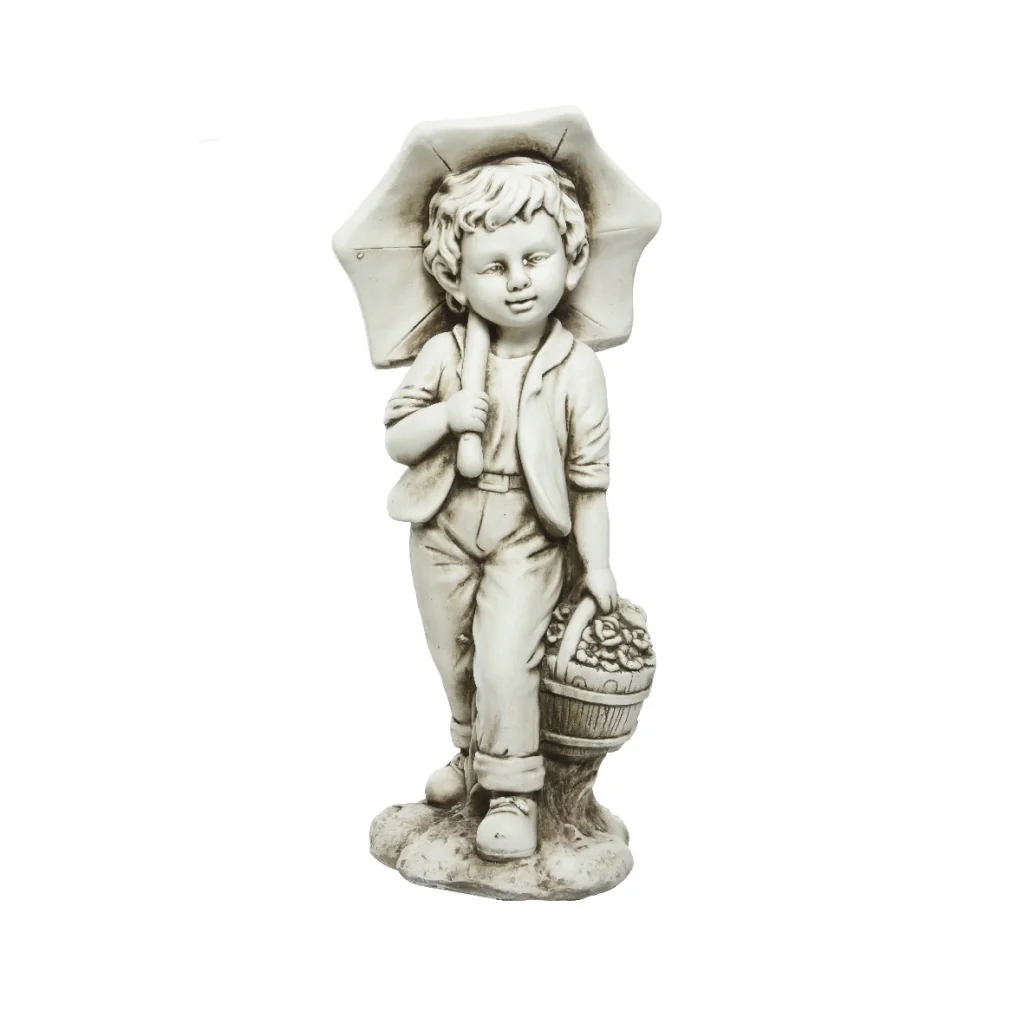 STATUA BIMBO 24X30XH67,5CM IN POLIMAGNESIO BIANCO.