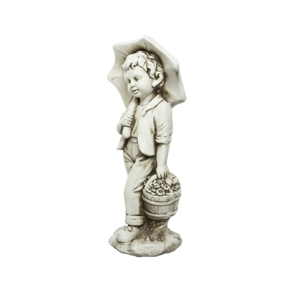 STATUA BIMBO 24X30XH67,5CM IN POLIMAGNESIO BIANCO. - Image 2