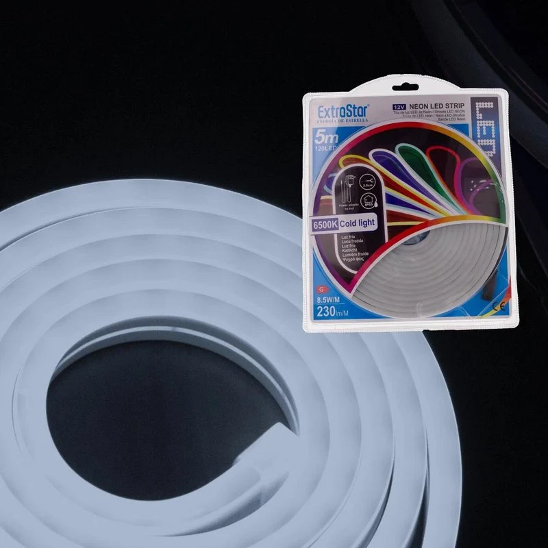 Striscia LED Neon 5M 8.5W/M 12V 120LED Modellabile e Tagliabile IP65 Impermeabile 6500K Bianco Freddo Angolazione Luce 120 - Image 2