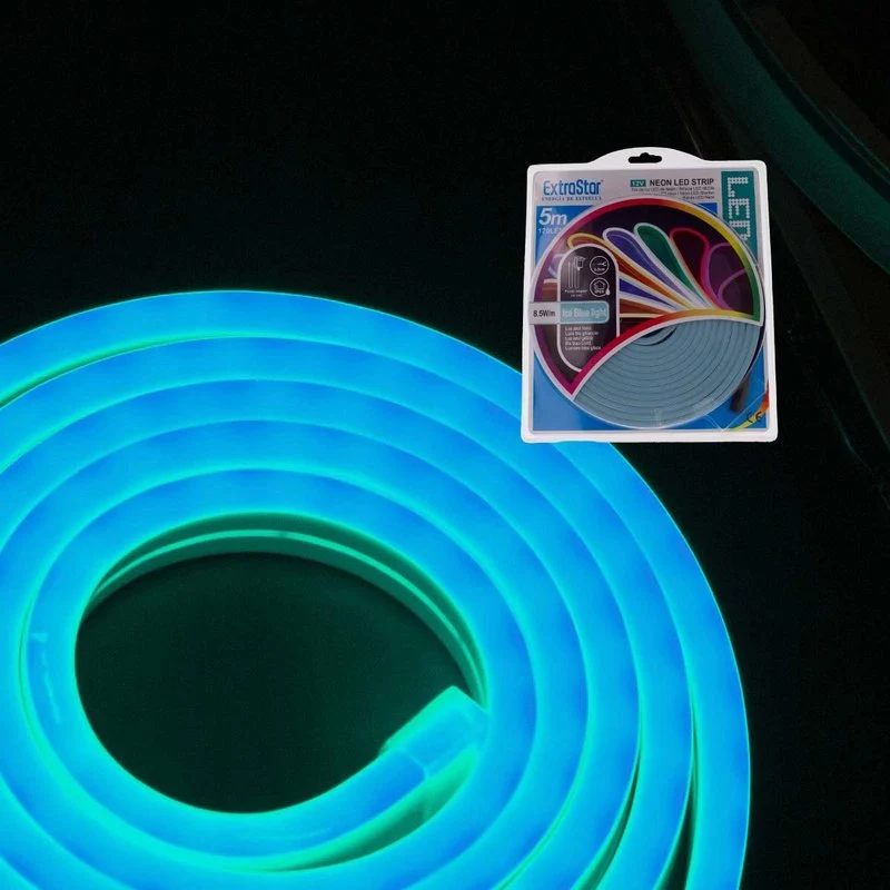 Striscia LED Neon 5M 8.5W/M 12V 120LED Modellabile e Tagliabile IP65 Impermeabile Ice Blue Angolazione Luce 120 - Image 2