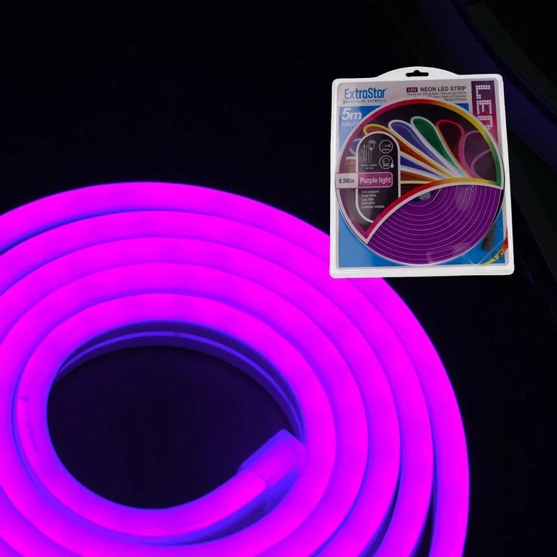 Striscia LED Neon 5M 8.5W/M 12V 120LED Modellabile e Tagliabile IP65 Impermeabile Purple Angolazione Luce 120 - Image 2