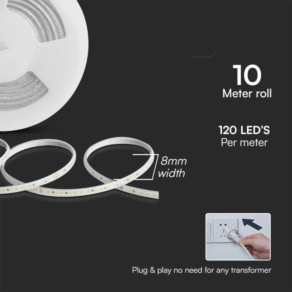 Striscia LED SMD 2835 220V 11W/m IP65, Bobina 10m con Spina Schuko (Verde) - Image 5