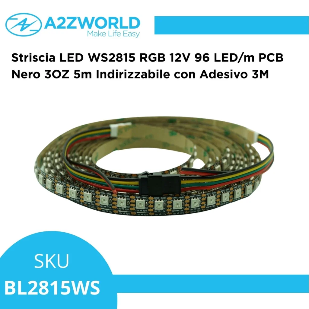 Striscia LED SPI WS2815 RGB 12V 96 LED/m PCB Nero 3OZ 5m Indirizzabile Ogni Singolo LED - Image 2
