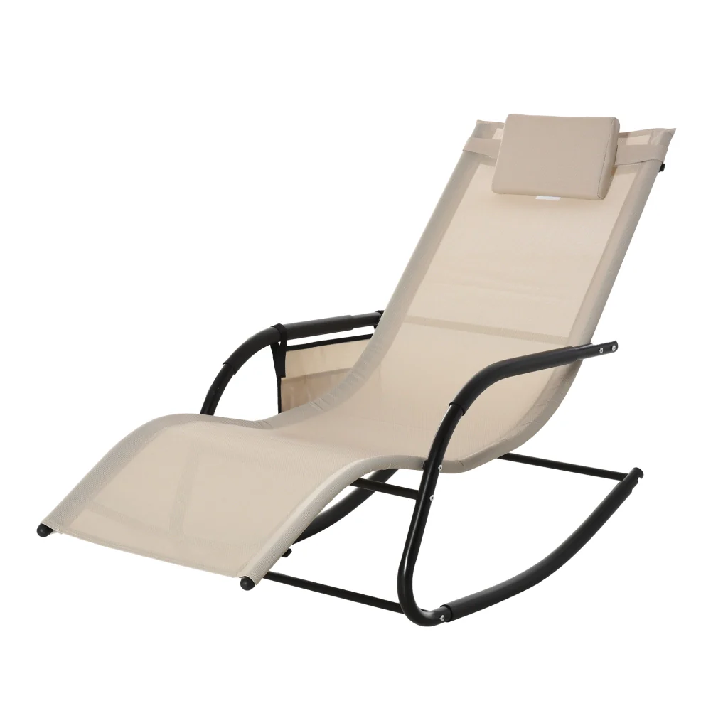 Struttura metallica beige sedia basculante all'aperto 150×62×88cm
