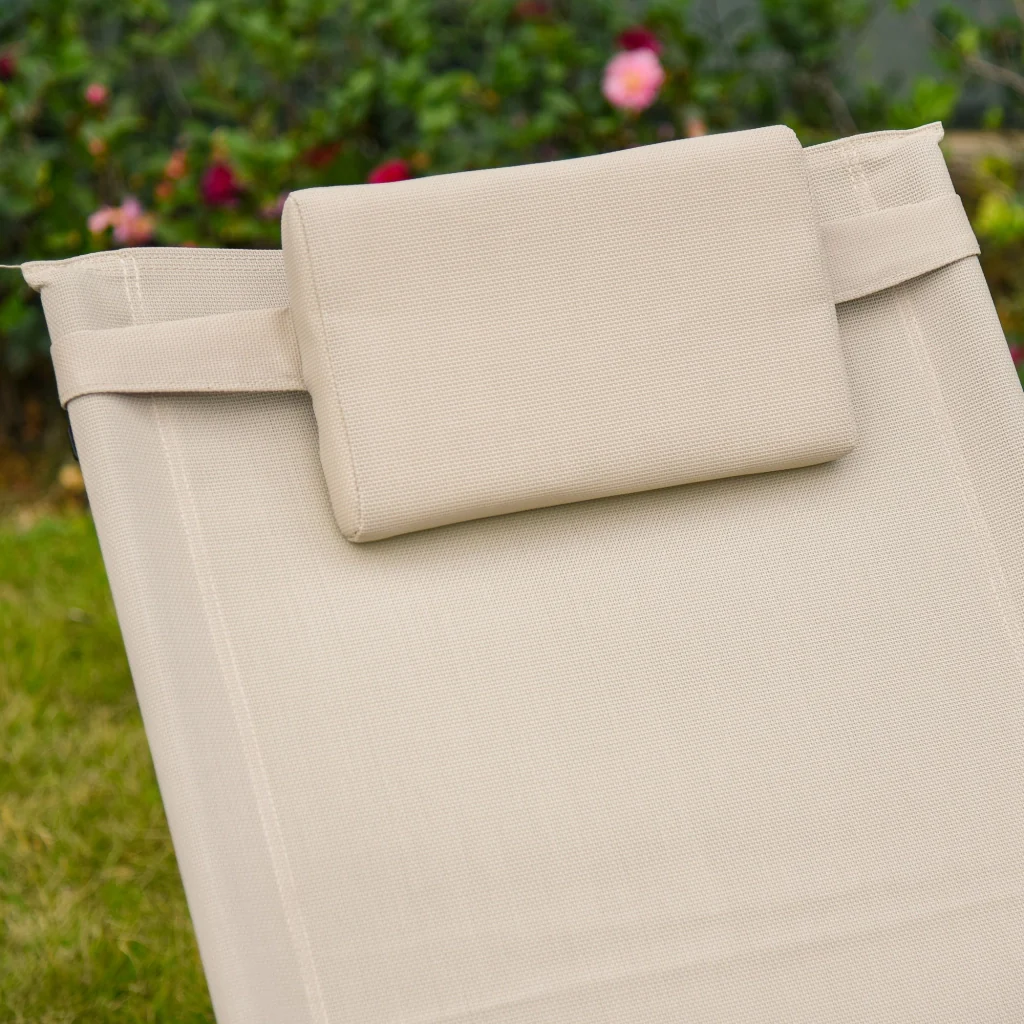 Struttura metallica beige sedia basculante all'aperto 150×62×88cm - Image 8