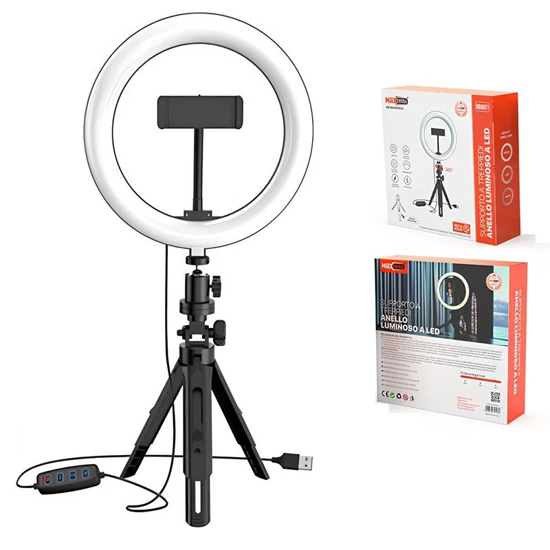 Supporto a Treppiedi Anello Luminoso USB con 3 collori 2800k-6500k a LED 16W 360º Dimmerazione con 60cm di Altezza Regolabile Diametro 20cm - Image 3