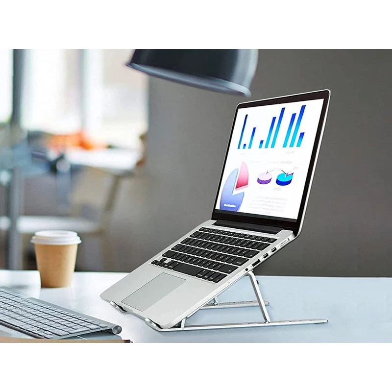 Supporto Notebook In Alluminio Regolabile Supporto Laptop Scrivania Pieghevole Design Ergonomico Stabile - Image 3