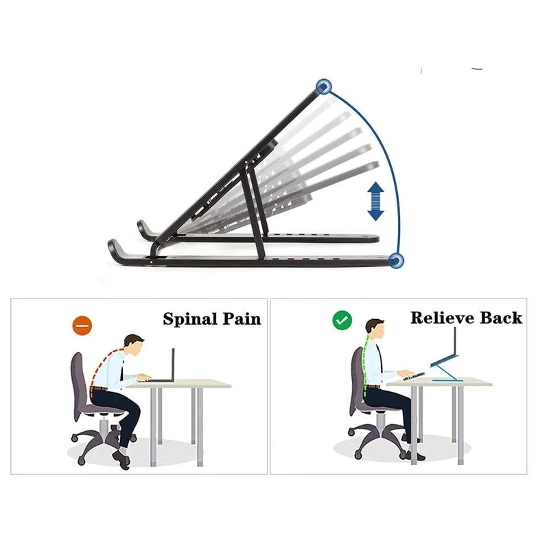 Supporto Notebook Regolabile Supporto Laptop Scrivania Pieghevole Design Ergonomico Stabile In ABS - Image 3