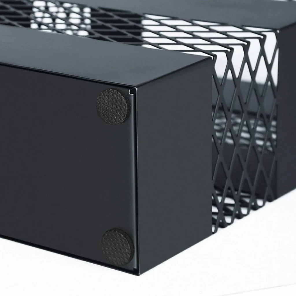 Supporto portaombrelli in metallo per ombrelli 28 x 12 x 41 cm rettangolare con presa acqua 4 ganci motivi traforati grigio antracite 12_0000878 - Image 3