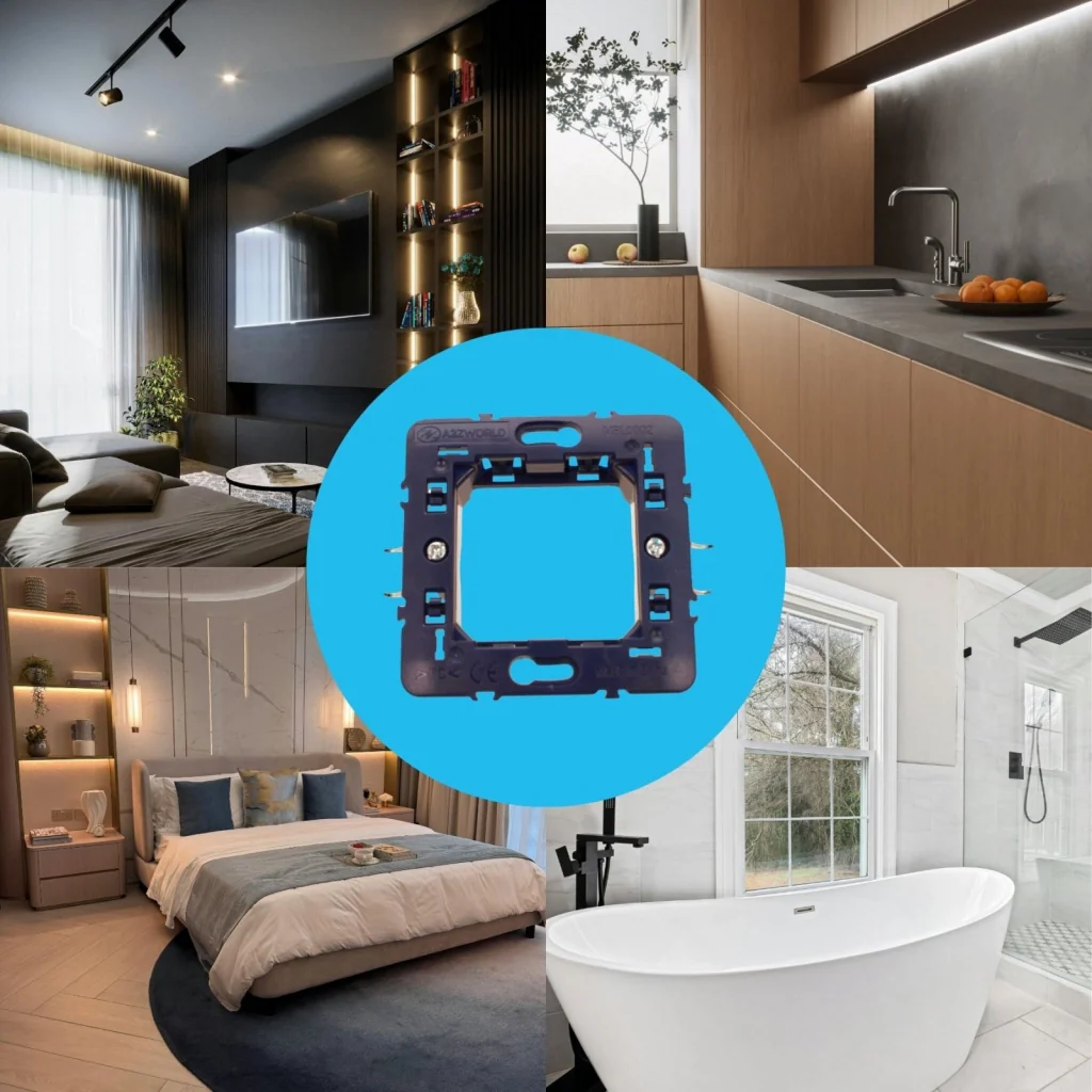 Supporto Telaio 2 Moduli Per Scatola 502 MBL 2M Blu Compatibile Bticino Living BLN0202 - Image 6