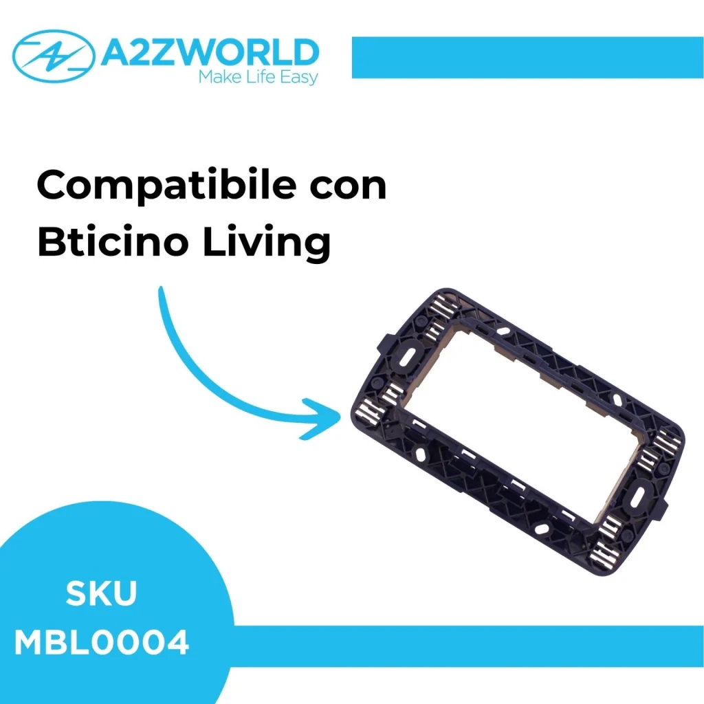 Supporto Telaio 4 Moduli Per Scatola 504 MBL 4M Blu Compatibile Bticino Living BLN0204 - Image 5