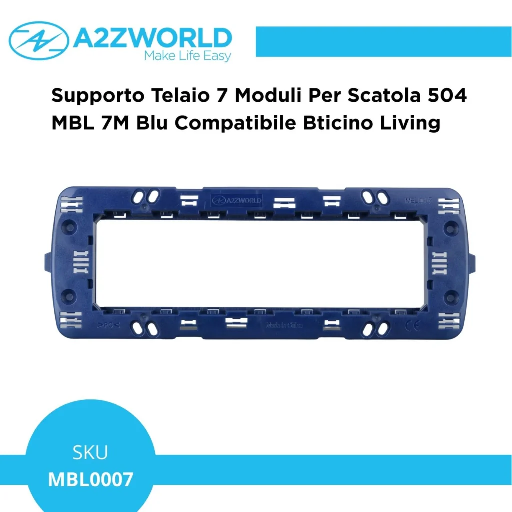 Supporto Telaio 7 Moduli Per Scatola 507 MBL 7M Blu Compatibile Bticino Living BLN0207 - Image 2