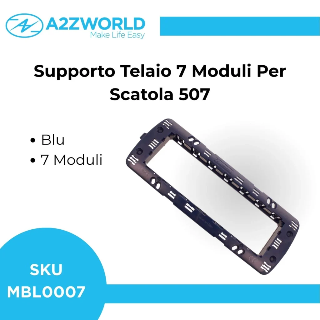 Supporto Telaio 7 Moduli Per Scatola 507 MBL 7M Blu Compatibile Bticino Living BLN0207 - Image 4