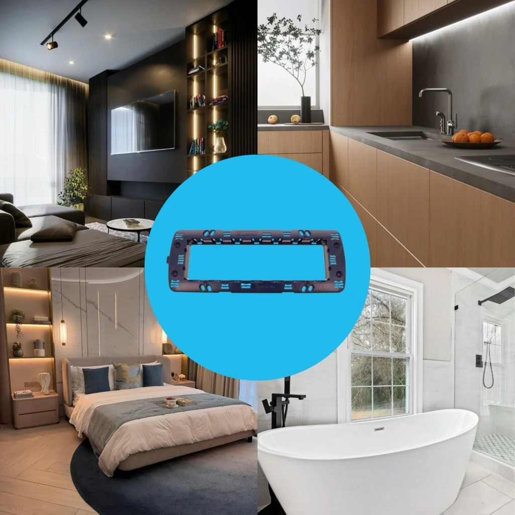 Supporto Telaio 7 Moduli Per Scatola 507 MBL 7M Blu Compatibile Bticino Living BLN0207 - Image 6