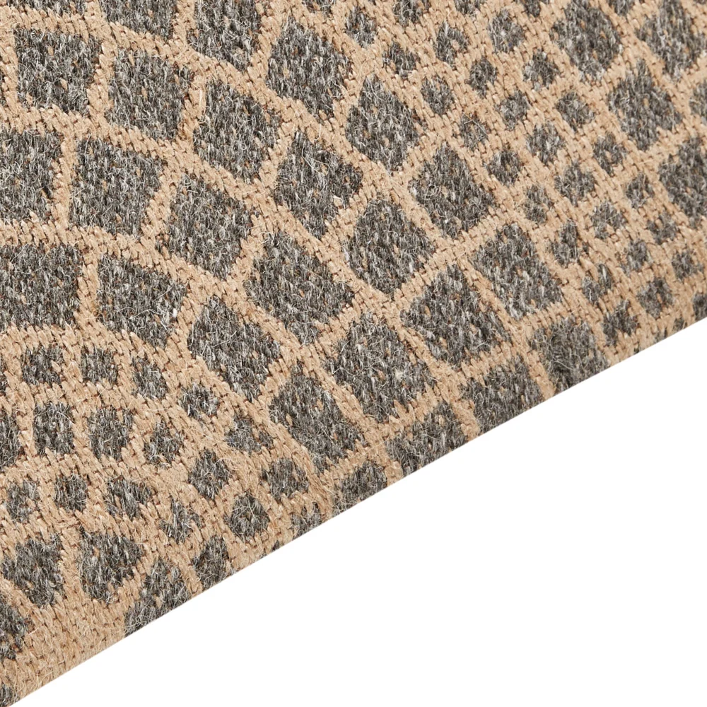 Tappeto da giardino beige e grigio in iuta 80 x 150 cm Rettangolare con motivo geometrico a trama piatta stile boho Camera da letto Soggiorno - Image 3
