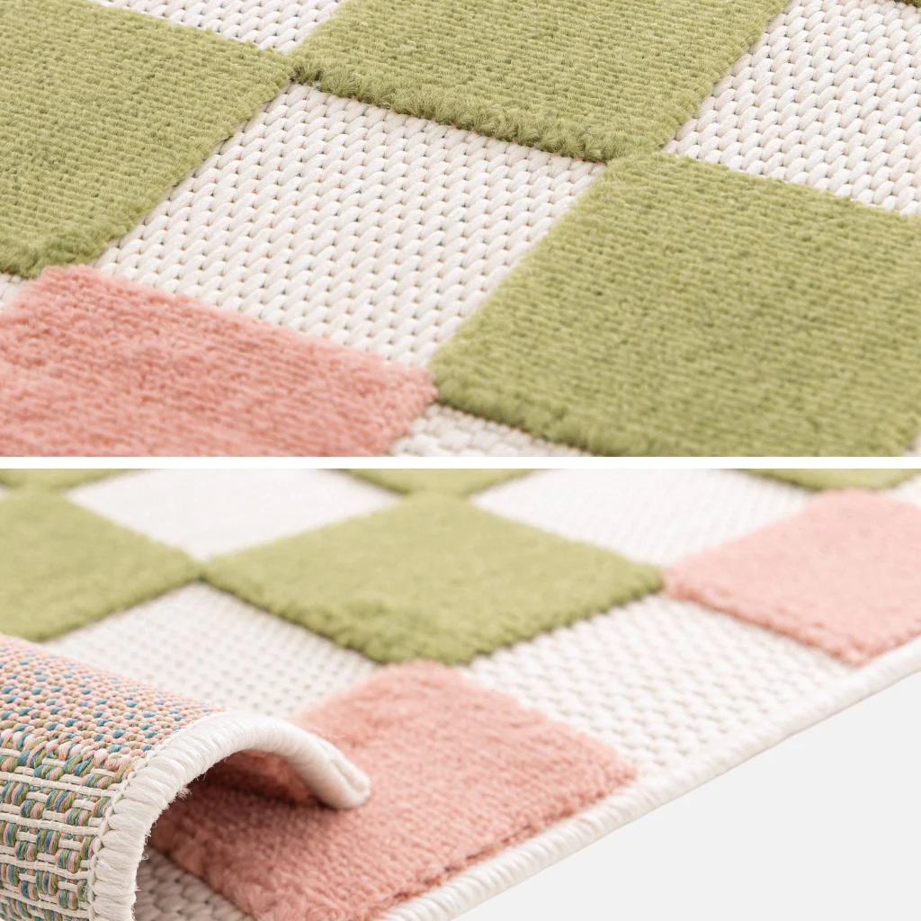 Tappeto da interno/esterno a scacchi rosa e verde - Image 3