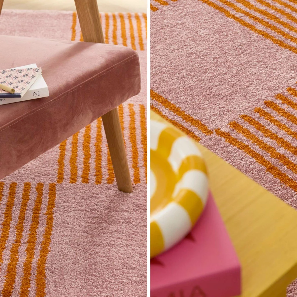 Tappeto interno a scacchi arancione e rosa - Image 3