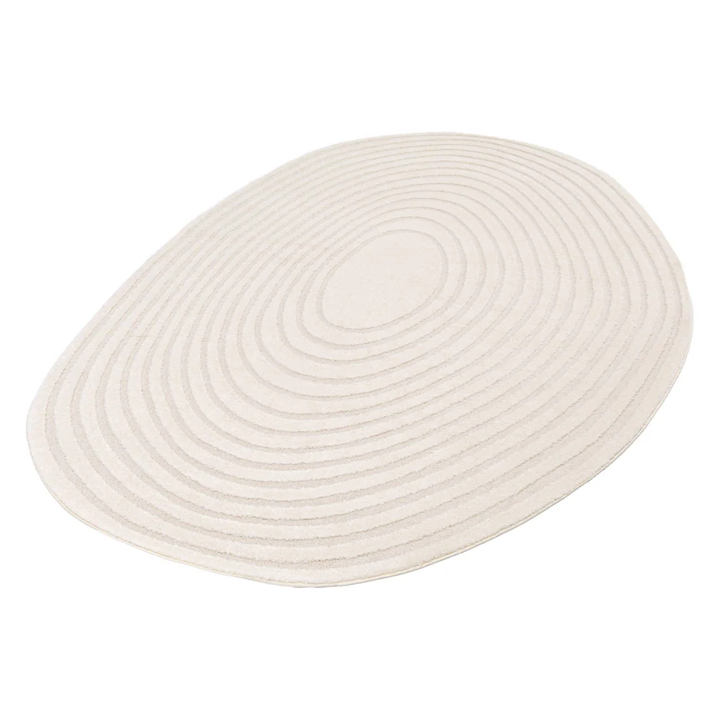 Tappeto interno forma di ciottolo motivo circolare crema, crema - Image 3