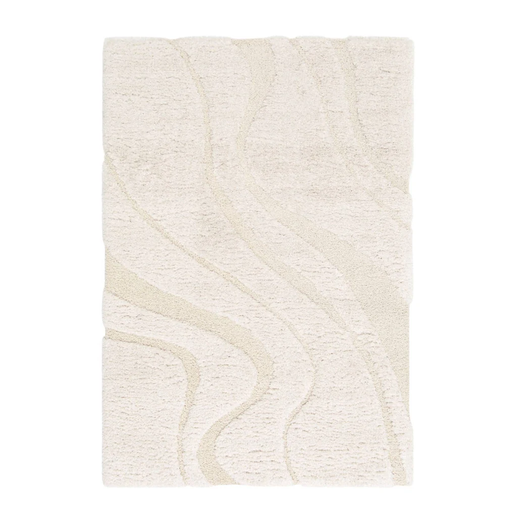 Tappeto interno shaggy motivo con rilievo crema