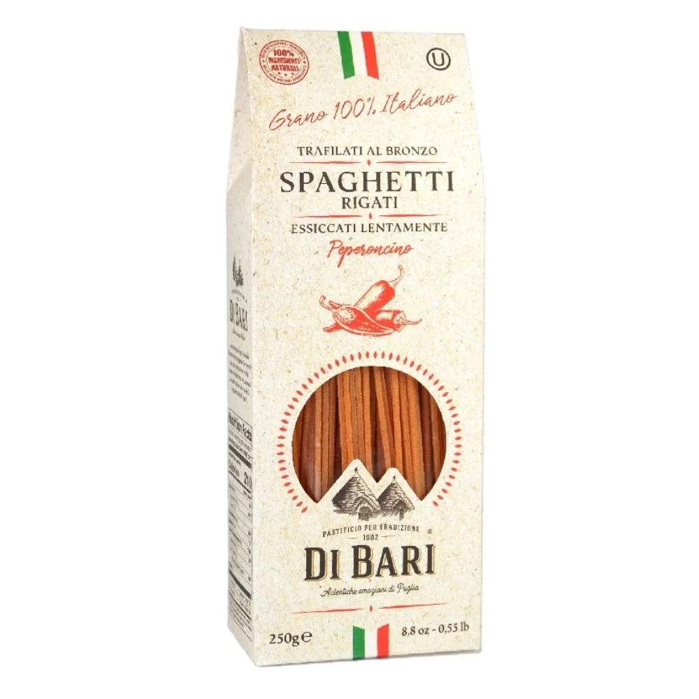 Tarall'oro spaghetti al peperoncino pasta trafilata al bronzo in confezione da 250 grammi