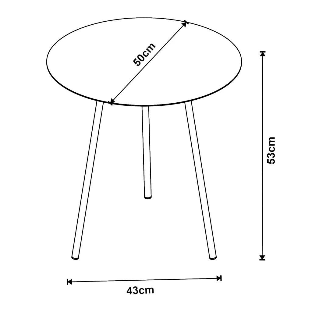 Tavolino a Treppiede Sula con Piano Rotondo 53 x 50 cm Metallo Nero [en.casa] - Image 3