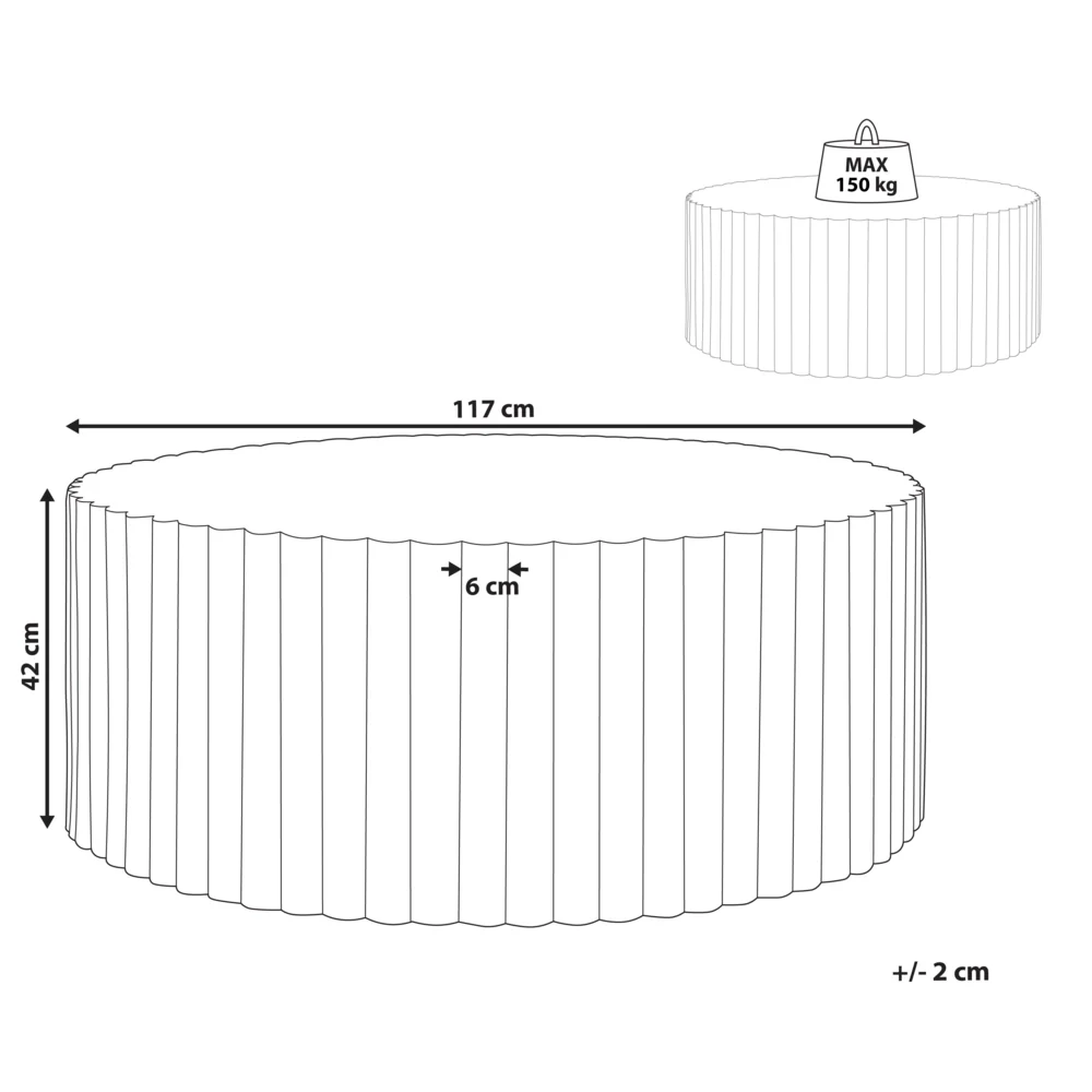 Tavolino Accent, effetto bianco in fibra di vetro e MgO piano rotondo da 117 cm resistente ai raggi UV alla ruggine all'acqua e al vento - Image 5